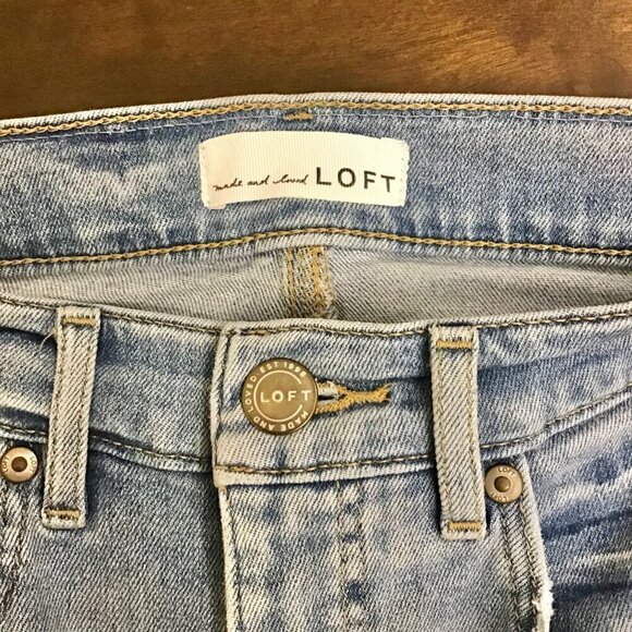 LOFT 4 (27) Skinny Jeans Women’s Distressed Frayed Hems Light Wash Stretch - Picture 6 of 11